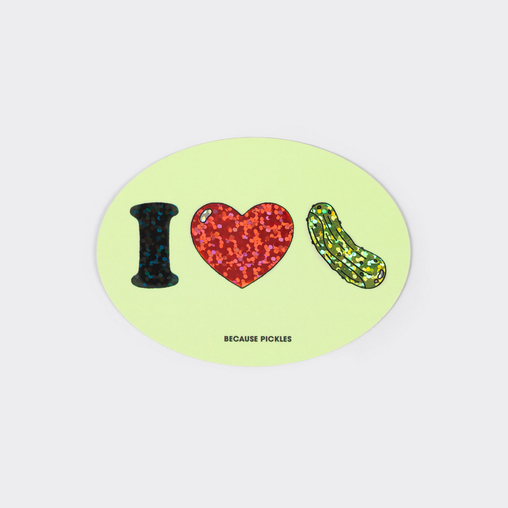 I Heart Pickles Oval Sticker