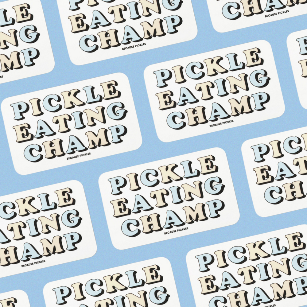 Pickle Eating Champ Sticker