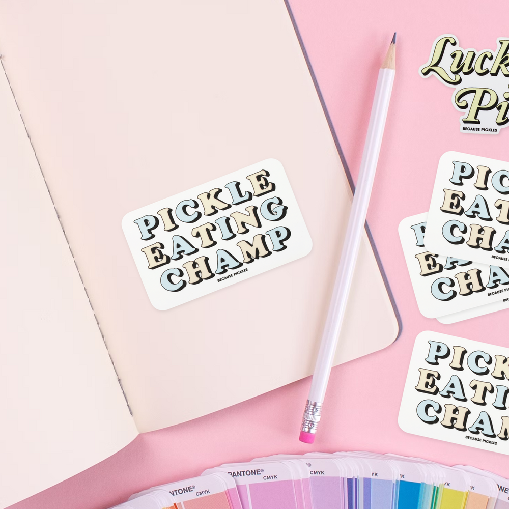 Pickle Eating Champ Sticker